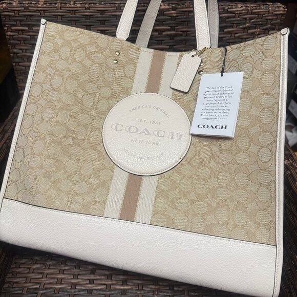 Dempsey Tote 40 In Signature Jacquard With Stripe And Coach